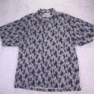 Vintage Columbia Mens‎ Medium Leaf Print Button Up Shirt Rayon Linen